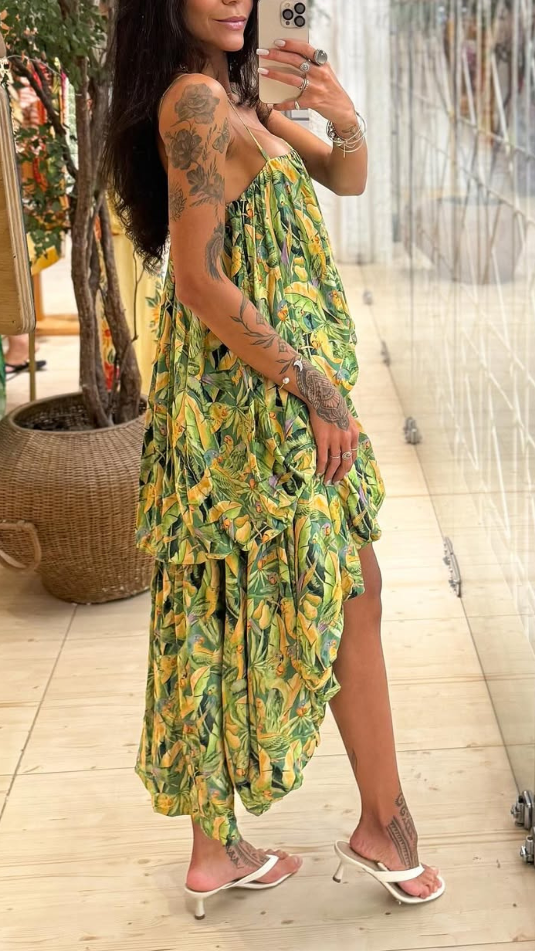 351901 | Vestido Mullet Estampado Floresta De Passarinho