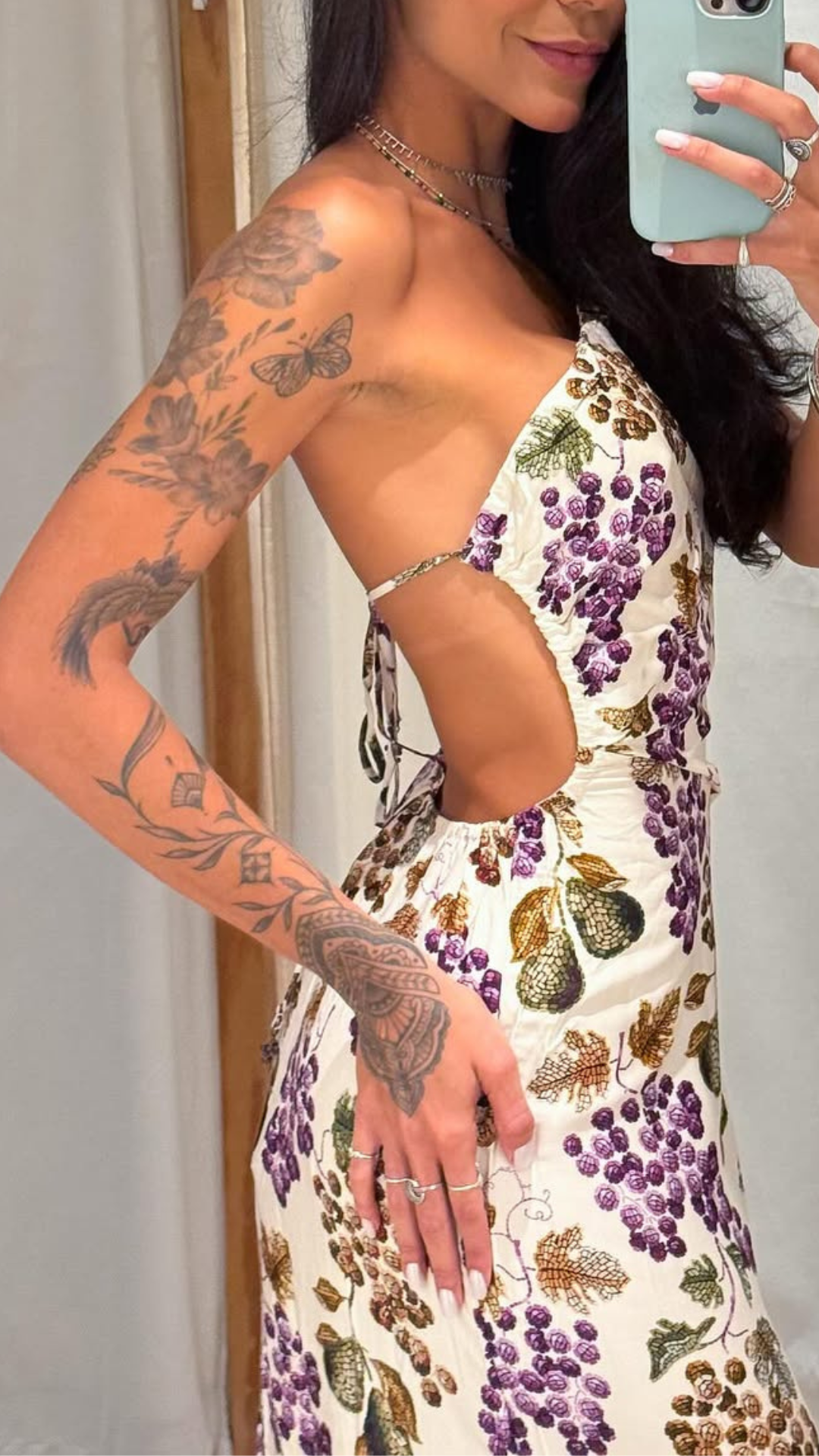 346414 | Vestido Longo Alça Estampado Romance De Uva