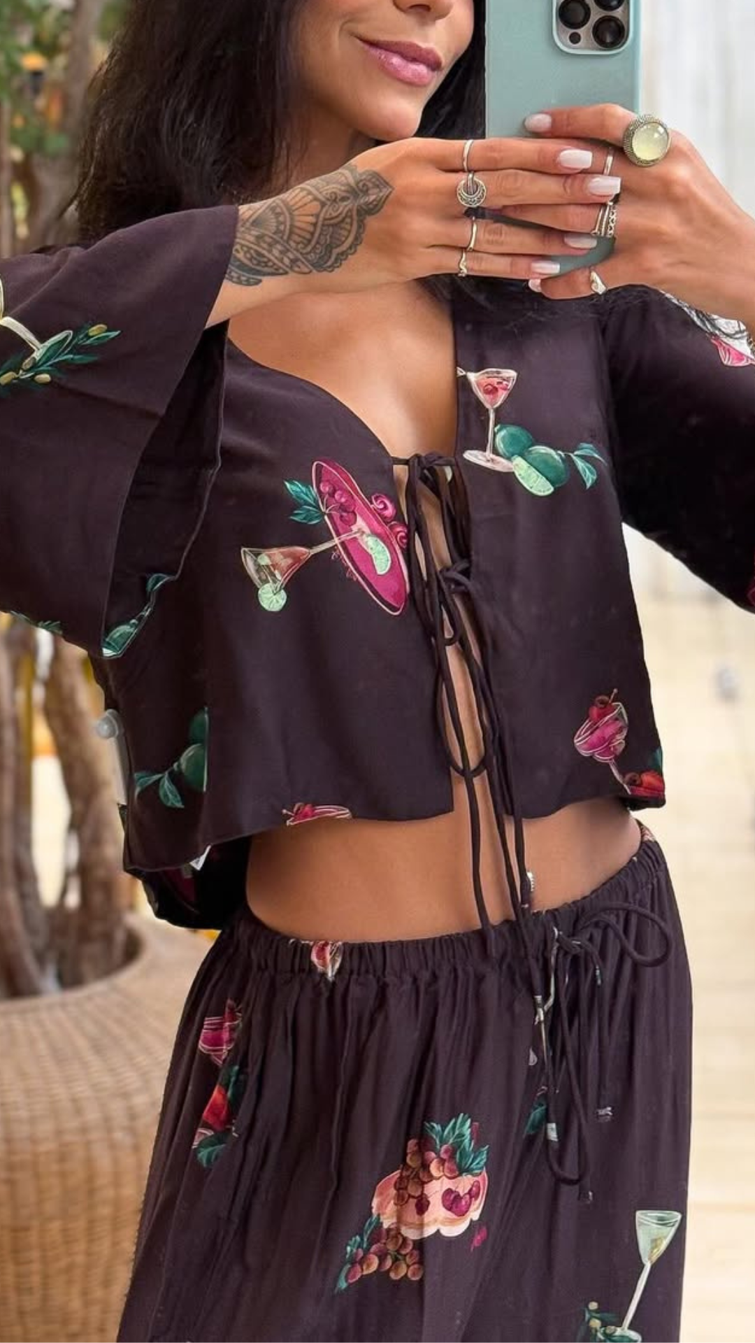 347141 | Conjunto Amarração Estampada Coquetel Tropical