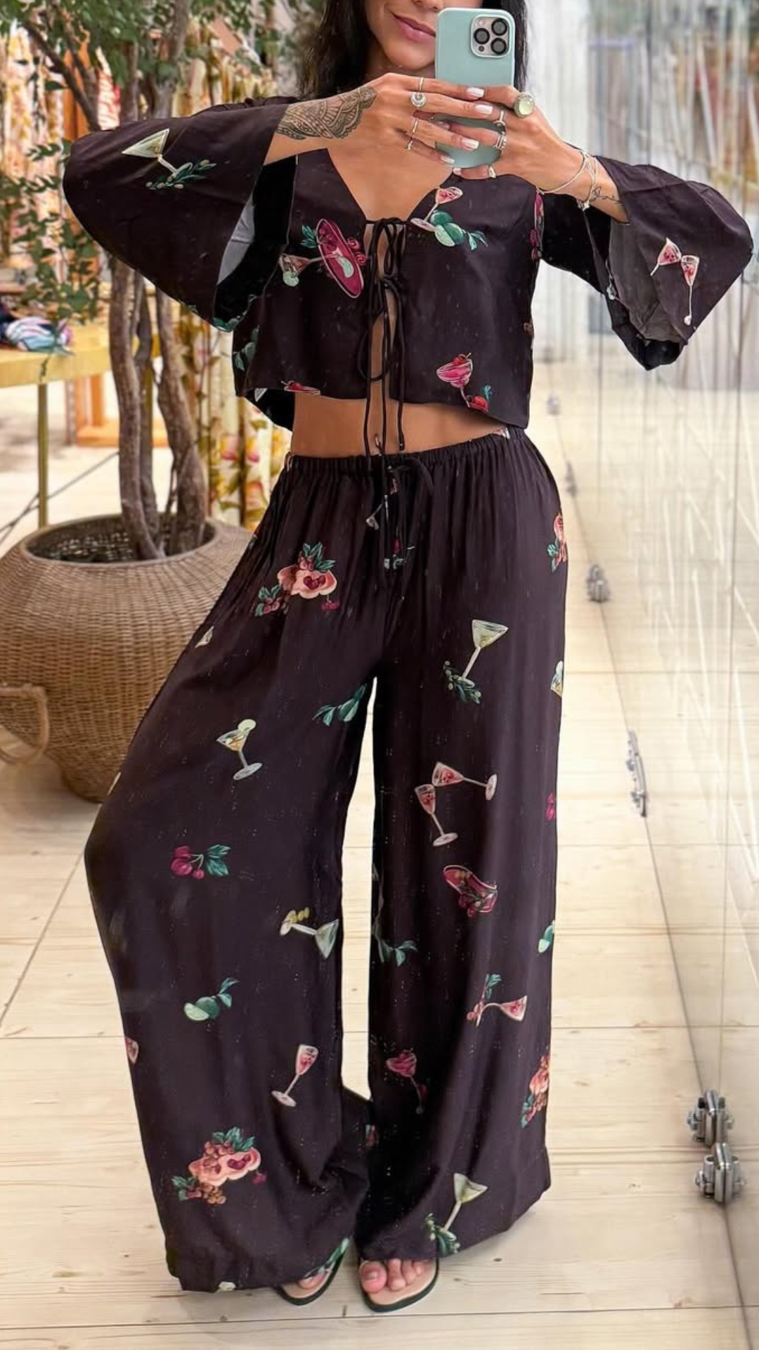 347141 | Conjunto Amarração Estampada Coquetel Tropical