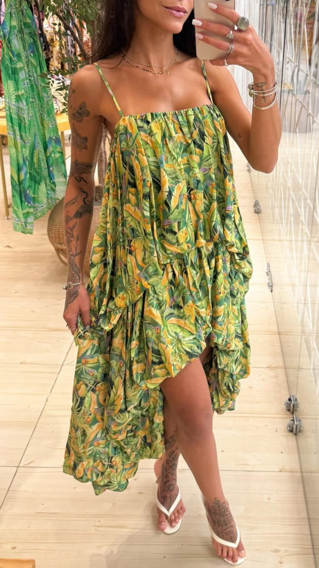 351901 | Vestido Mullet Estampado Floresta De Passarinho
