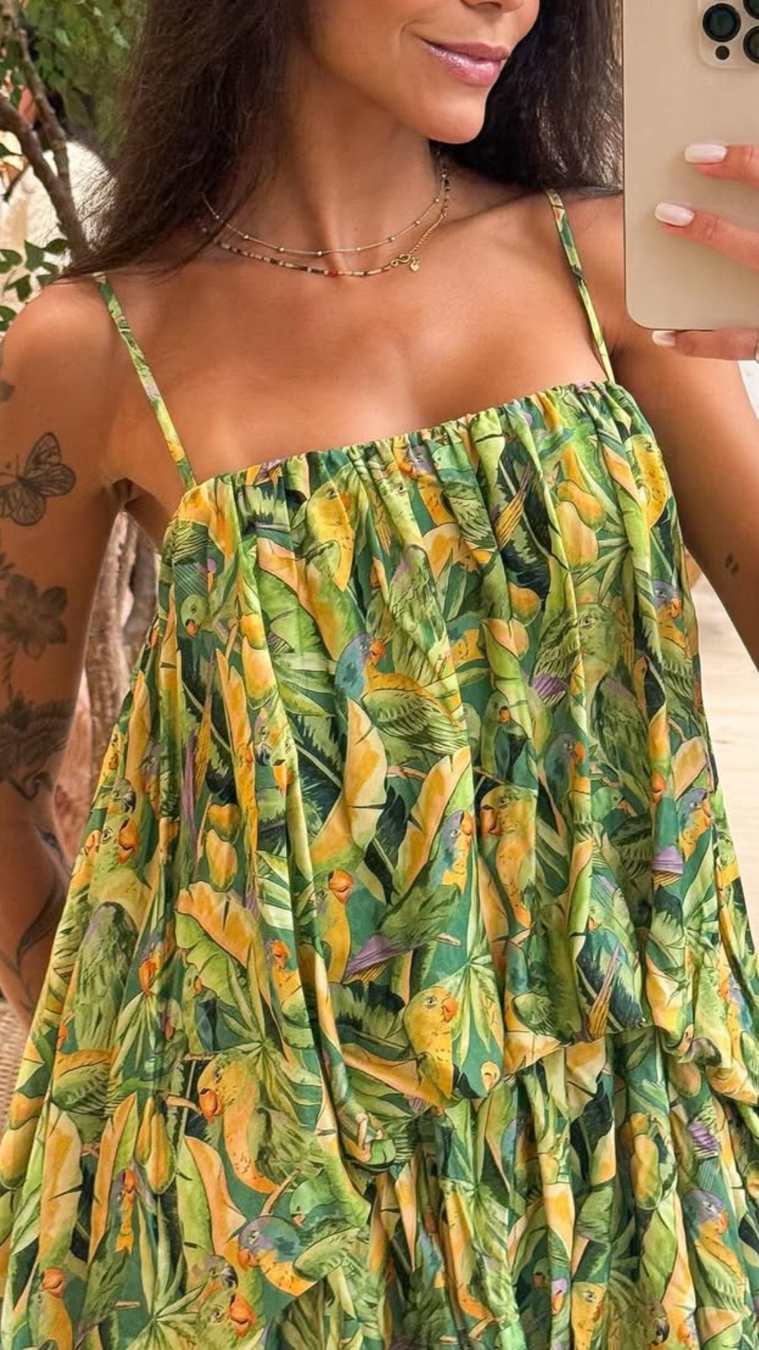 351901 | Vestido Mullet Estampado Floresta De Passarinho