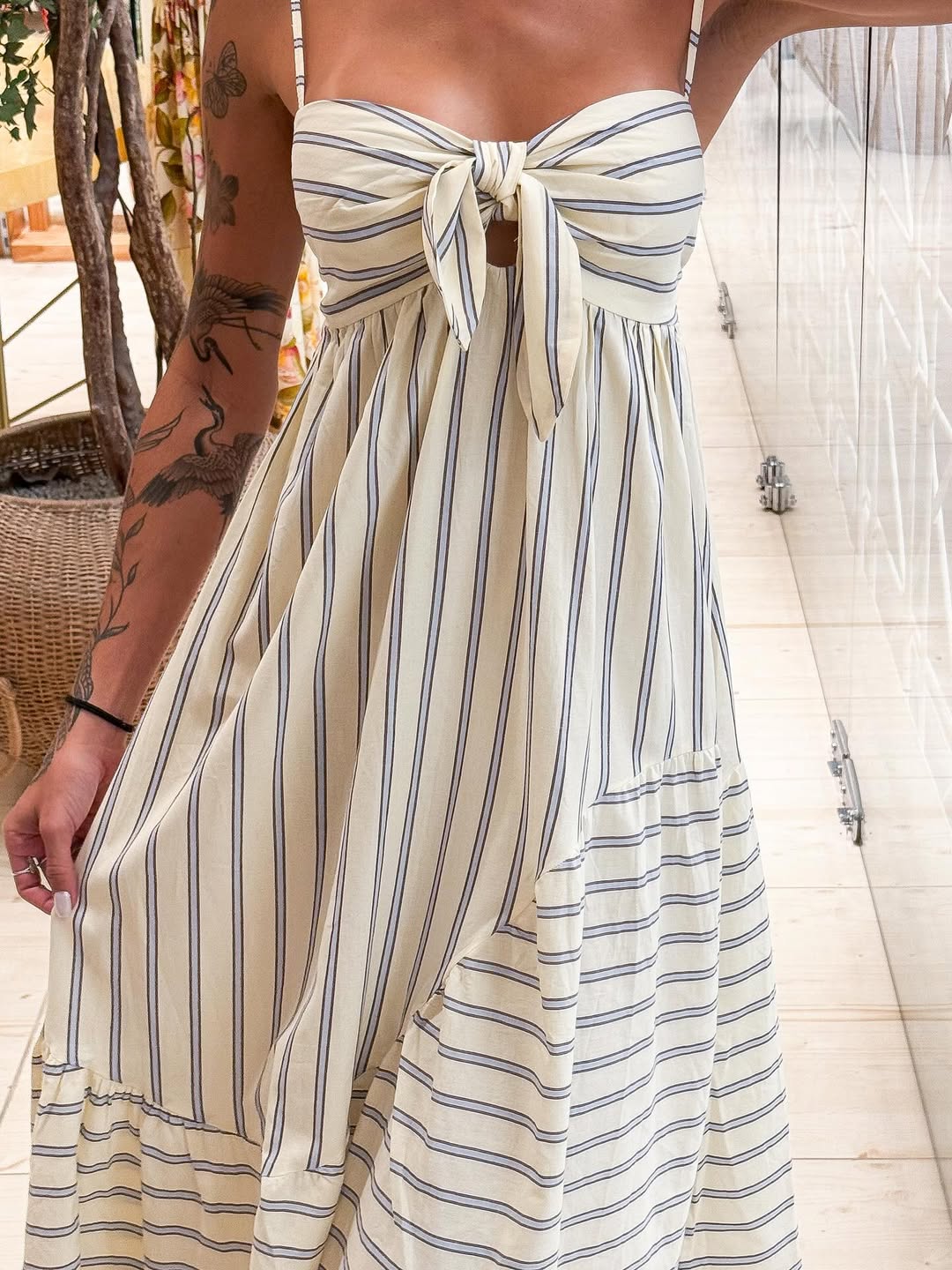 347862 | Vestido Longo Sem Alça Listra Alexia