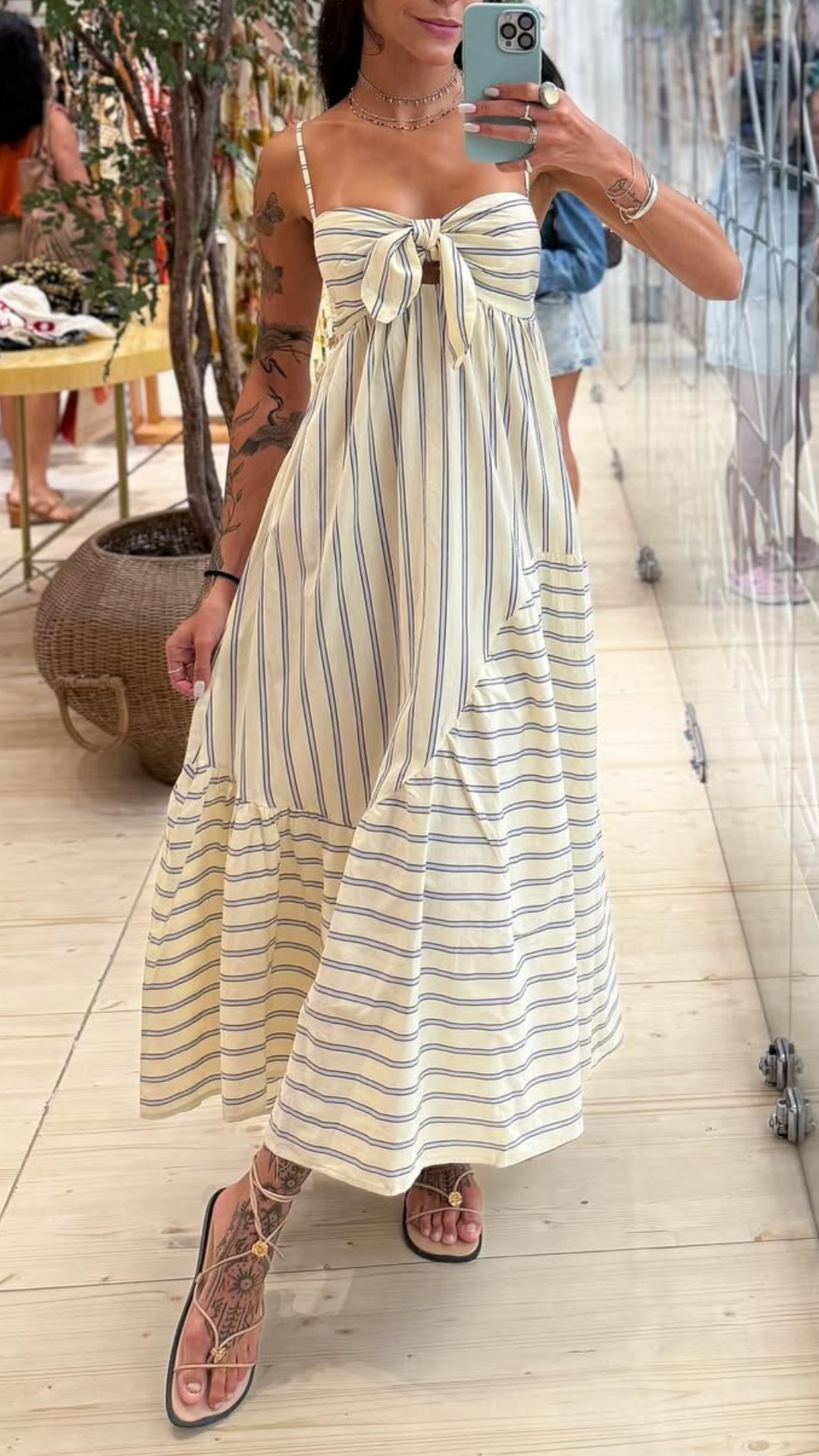 347862 | Vestido Longo Sem Alça Listra Alexia