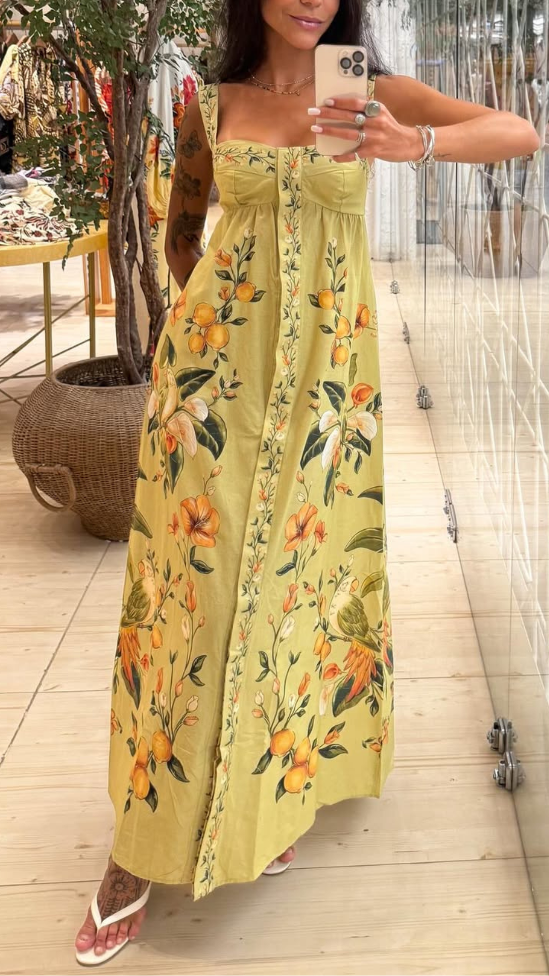346337 | Vestido Longo Alça Estampado Bosque Chic