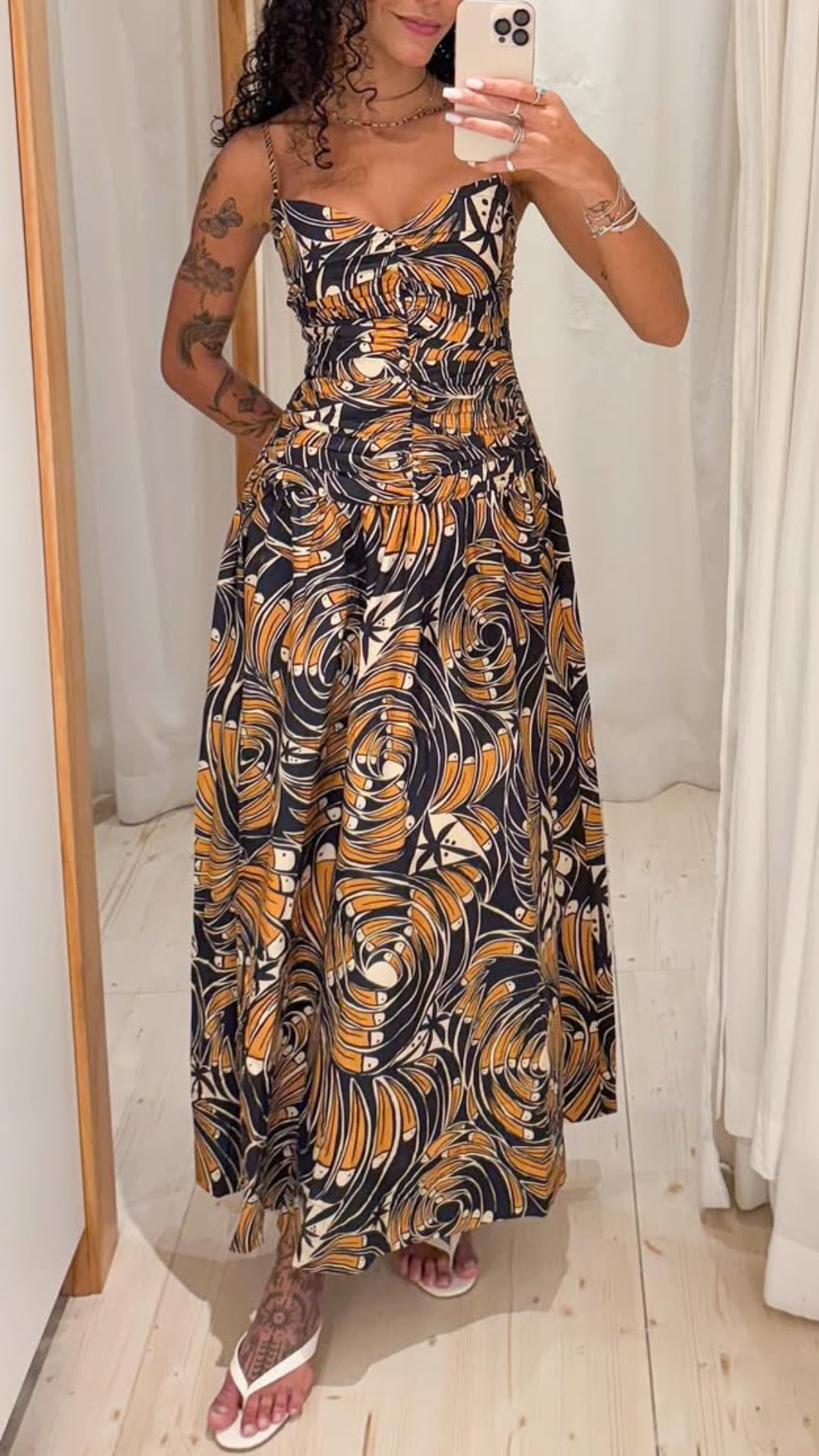 347951 | Vestido Longo Estampado Leque De Tucano